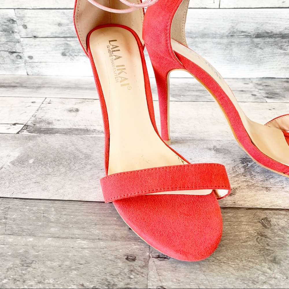 Lala Ikai Ankle Strap Heels Coral Size 7 - Picture 4 of 7